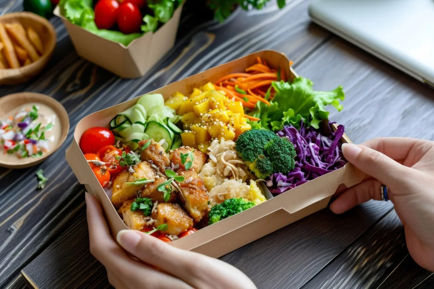 View of a tasty, ready-to-eat meal